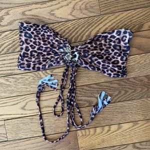 Acacia swim cheetah bandeau bikini top size large